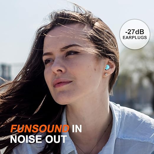 Ear Plugs for Sleeping Noise Reduction Reuseable, Concerts, Focus, Travel, Work, High Fidelity – 7 Pairs Eartips – Flexible Soft – Touch – NRR of 24 and 27 dB Noise Cancelling (Blue)