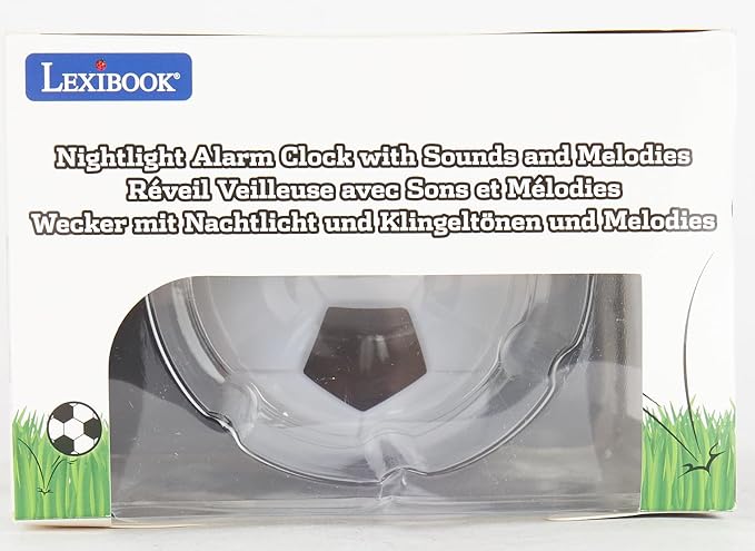 LEXiBOOK - Soccer Ball Digital Alarm Clock with Night Light Snooze, Clock, Luminous Soccer Ball, Black Colour - RL800FO