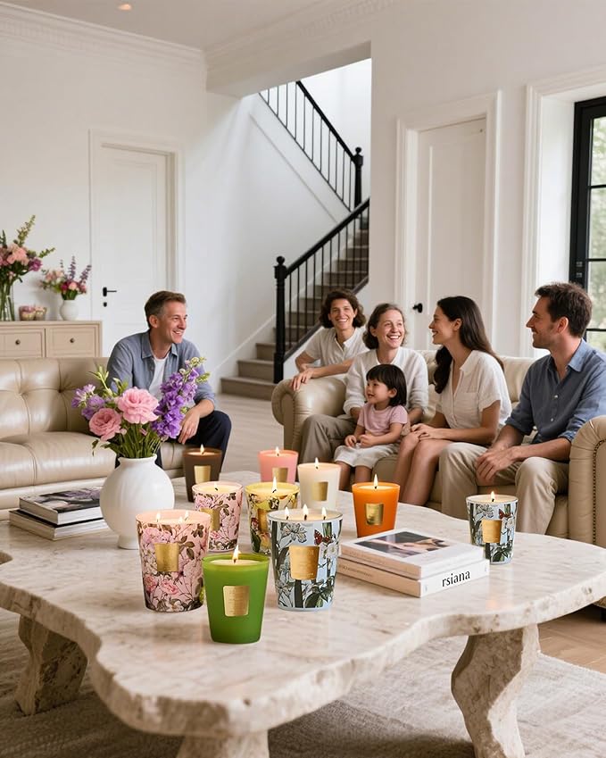 M&SENSE Rose Amber Scented Natural Soy Wax Candle, 14.1oz 60 Hours Long Lasting Slow Burning Candles for Home Decor, Aromatherapy Candle for Stress Relief