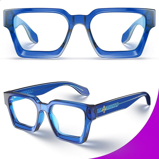 VISOONE Blue Light Blocking Glasses with TR90 Rectangle Frame and Chic Preppy Look for Women Men RIVER