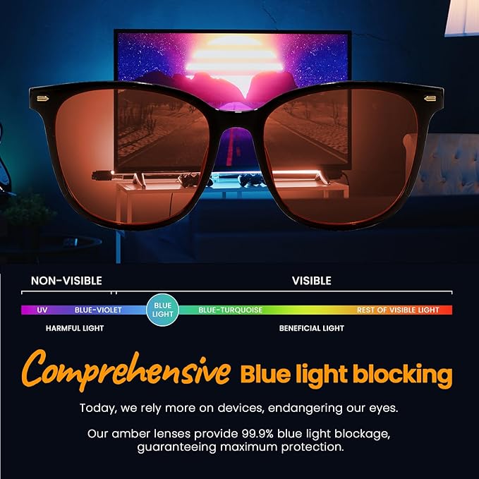 SODQW Gaming Blue Light Blocking Glasses for Men Women Reduce Eyestrain Orange Aviator Eyeglasses for Computer TV