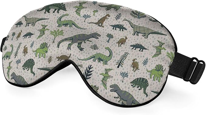 Dinosaur Eye Mask Sleeping Mask Nature Wildlife Animal Retro Green Sleep Masks Silky Soft Eye Cover for Women Men Shading Blindfold for Air Travel Sleeping