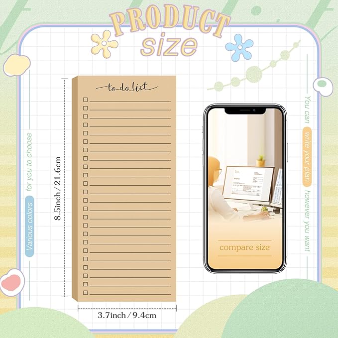 Censen 10 Pack 500 Sheets To Do List Notes Daily Checklist Notepads with 50 Sheets Each Undated Color Memo Pad Block Shopping List Pad Weekly Plan Notepad Organizer Planners(Wood Color,Lined)