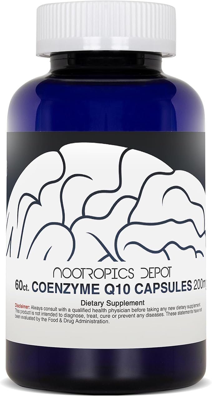Nootropics Depot CoEnzyme Q10 Capsules | 200mg | Ubiquinone | 60 Count | Energy, Cognitive & Cellular Function