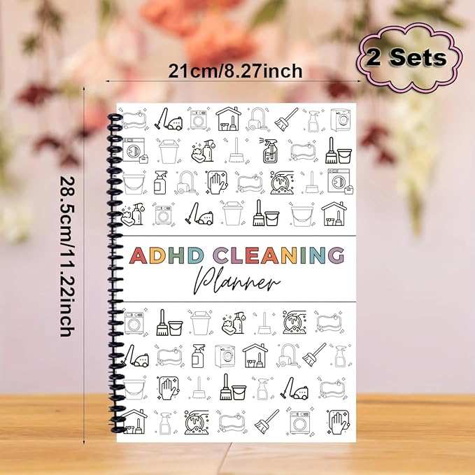 2 Pack Cleaning Planner, Cleaning Schedule and Checklist Organizer, Daily Weekly Monthly Household Cleaning Planner, Chore Chart Notebook for Home, Family Cleaning Tasks, DIY Home Improvement, Editable Template