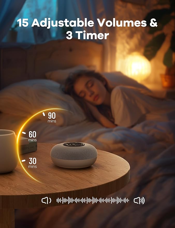 Portable Sound Machine Baby, Long Battery with Loud Bluetooth Speaker, 39 Special Soothing Sounds, White Noise Sound Machine for Sleeping