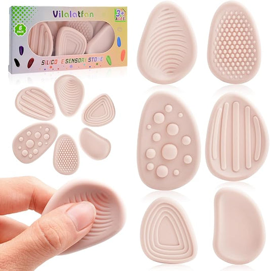 Fidget Toys Sensory Stones for Kids and Adults,6 PCS Texture Worry Stone for Anxiety Autism Teen Calm Down & ADHD Stress Relief,Quiet Fidgets for Classroom Small Prizes Gifts for Travel Toy