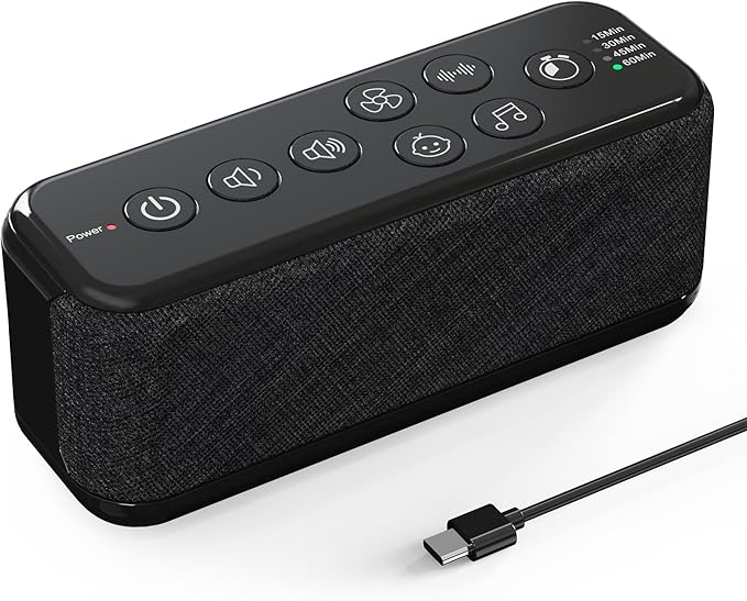 Raynic White Noise Machine, 42 Soothing Sounds Noise Machine, Rechargeable Battery Sound Machine with 8 Volumes, 5 Timers, Type-C Port, Headphone Jack for Baby, Adult, Home, Travel, Office