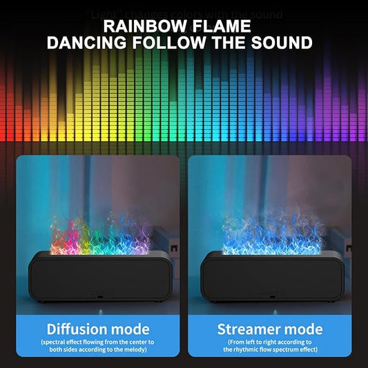 Colorful Flame Air Aroma Diffuser Humidifier, Dynamic Fire Flame Sound Pickup Aromatherapy Diffuser for Home Office Room(Remote, Timer & Auto-Off, 150ml)