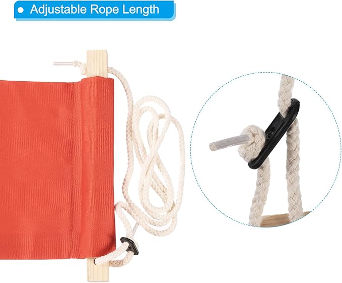 PATIKIL Foot Hammock Under Desk, Adjustable Foot Rest Sling with Hooks Portable Desk Footrest for Airplane Travel Home Office, Orange Style 1