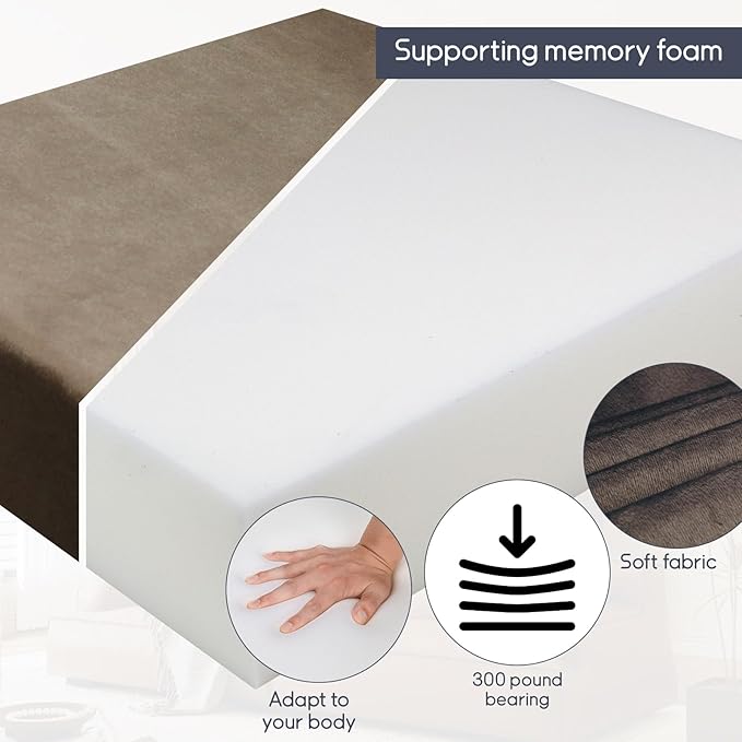 Foam Recliner Chair Cushions Wheelchair Cushions, Non-Slip 4" Thick Supportive Lumbar Support Pillow for Elderly Supportive Seat Cushion with Lumbar Pillow; 20x20x4"+12.8" Backrest Height,Coffee