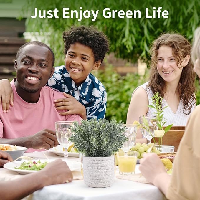 Hopewood Small Artificial Plants Eucalyptus with a Weave Basket Potted Plants for Home Office Desk Farmhouse Indoor Decor