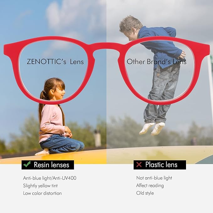 ZENOTTIC Kids Blue Light Blocking Glasses Anti Glare Lens Lightweight Frame Computer Eyeglasses for Boys and Girls