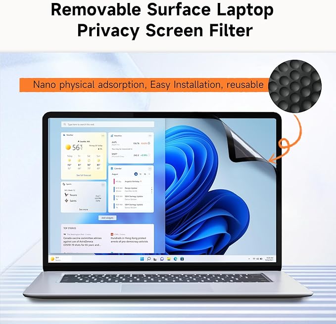 Mamol Upgrade Privacy Screen for Microsoft Surface Laptop 1/2/3/4/5 th Gen 13.5 inch, Fully Removable Anti Spy Glare Blue Light Filter, Surface Laptop Privacy Screen Protector 13.5 in