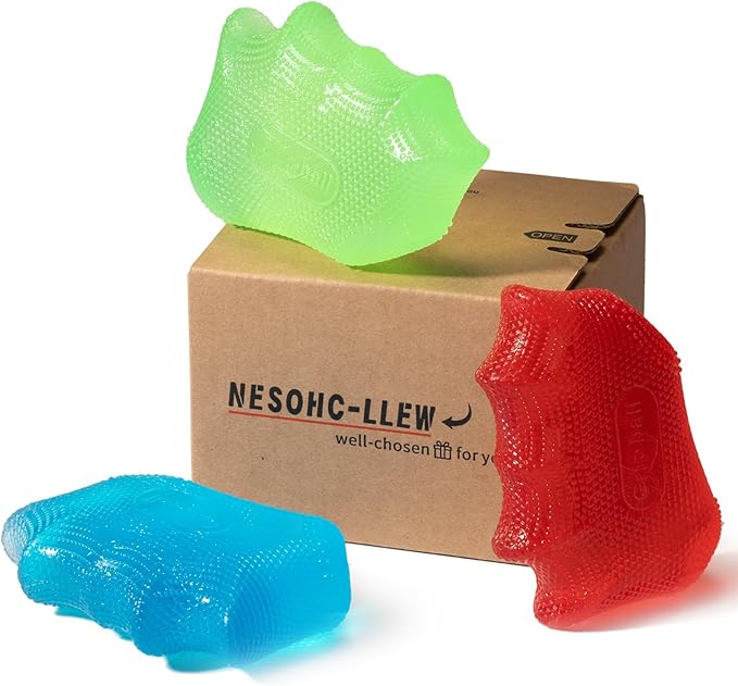 Ergonomic Stress Balls for Adults, Hand Therapy Balls for Arthritis Relief - Set of 3, 30/50/80 lbs, TPR Material, Perfect Palm Fit, Durable & Easy to Clean