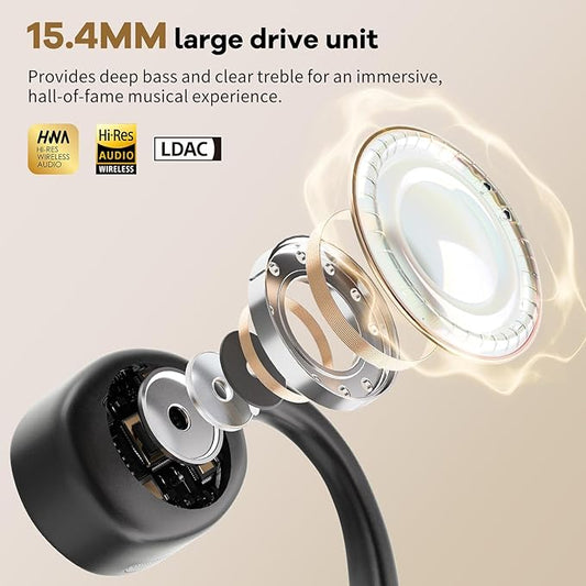 Open Ear Headphones, Air Conduction Headphones Sport Earbuds Bluetooth 5.3 15Hrs Playtime Bluetooth Headphones, IPX6 Waterproof Sports Headset for Running, Cycling, Walking Black