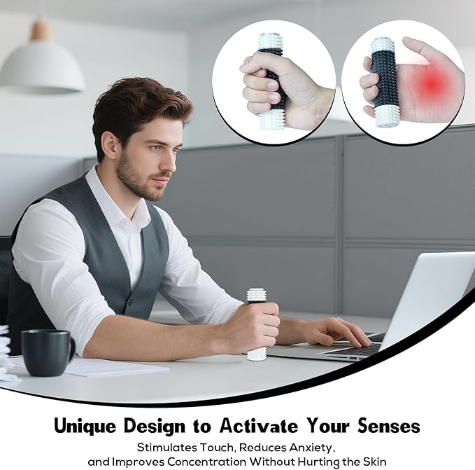 Little Pain Stim Ouchies Fidget Toys for Adults,3D Printed Spiky Pain Stim, Sensory Fidget for Stress & Anxiety Relief, ADHD, Autism,Office Desk Toys (White Black)