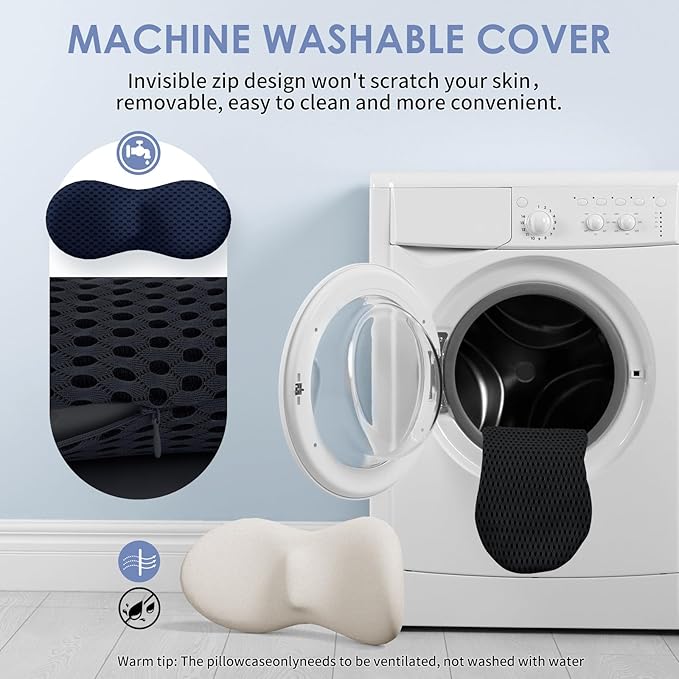 Lumbar Support Pillow Ergonomic Memory Foam Lumbar Pillow, Relieve Back Pain, CMFY Breathable & Detachable & Washable, Neo Cushion Lower Back Pillow for Office Chairs, Car Seats (Black)