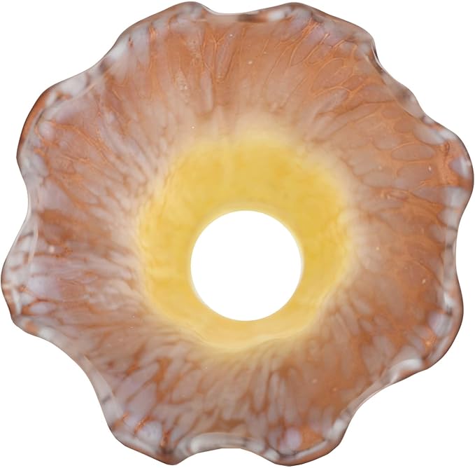 Bieye LS18S Lily Flower Blown Glass Lampshade (Yellow Brown, Opening I.D. 0.87" x O.D. 1")