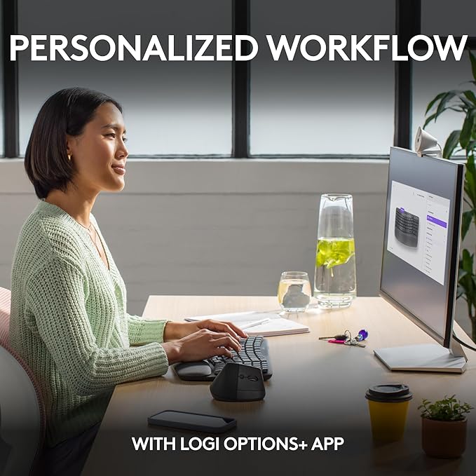 Logitech Wave Keys Wireless Ergonomic Keyboard with Cushioned Palm Rest, Comfortable Natural Typing, Easy-Switch, Bluetooth, Logi Bolt Receiver, for Multi-OS, Windows/Mac - Graphite