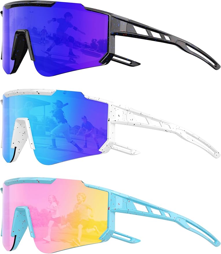 Kids Polarized Baseball Sunglasses for Boys Girls - Youth Softball Cycling Sports Sunglasses UV Protection Goggles