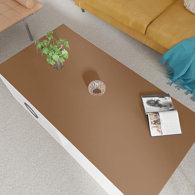 Leather Table Cover,1.8mm Thick,24x60 Inch Desk Cover,Large Desk Mat,Table Protector,Table Cover Protector,Desk Protector,Table Pad,(Mud Color+Champagne Gold,24x60)