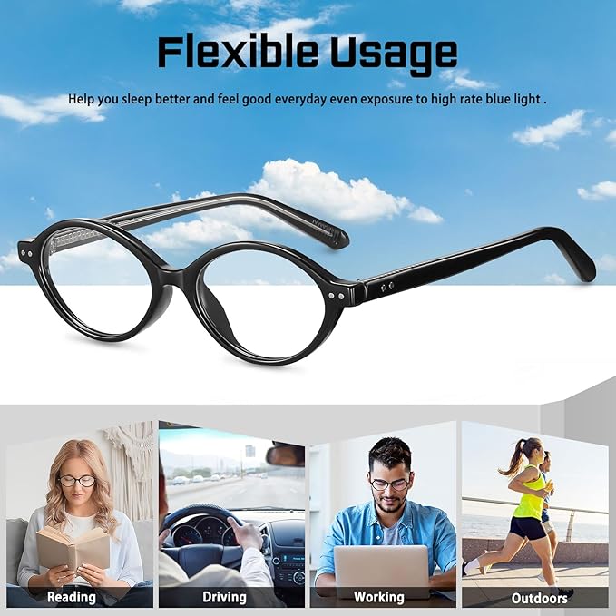 HAOLOTA Blue Light Blocking Glasses Women, Trendy Round Anti Eyestrain UV Glare TV Phone Computer Gaming Eyeglasses