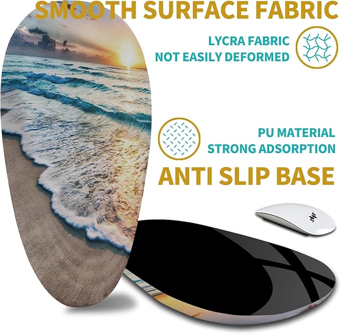 Hokafenle Ergonomic Mouse Pad Wrist Support with Stepped-Wedge Design, Wrist Rest Pain Relief Mousepad Filled with Memory Foam, Carpal Tunnel Mousepad for Wireless Mouse(12x8 inch, Sunrise at sea)