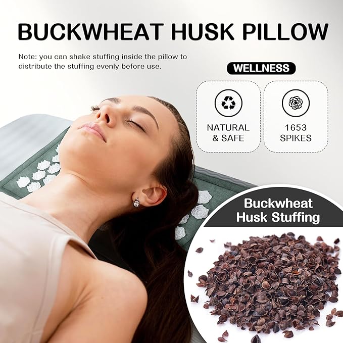 LadyRosian Acupressure Set for Back and Neck Pain Relief, Muscle Relaxation Stress Relief Acupressure Mat and Pillow Set with Bag