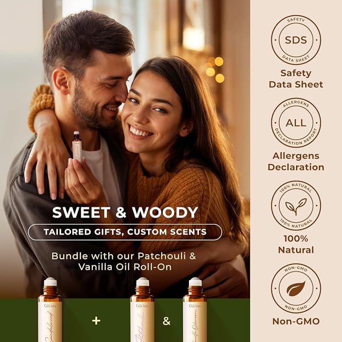 Gya Labs Sandalwood Essential Oil Roll On for Calming Essence Anywhere - Skincare and Captivating Scent for Both Women and Men - (0.34 Fl Oz) - Cruelty-Free, 100% Natural and Quality Assured