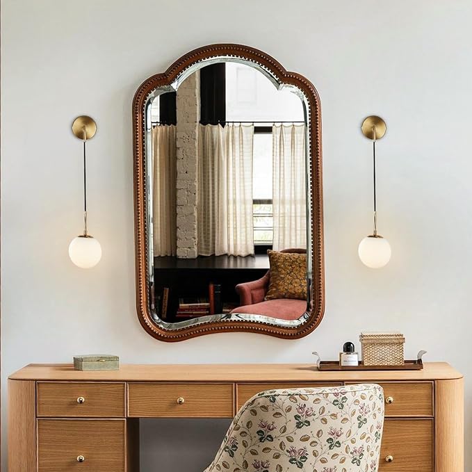 BOKT Frosted White Glass Wall Sconce Mid Century Modern Globe Ball Wall Light Brushed Brass Gold Adjustable Wall Sconce Lighting Industrial Vanity Bathroom Wall Lamp (Gold+White)