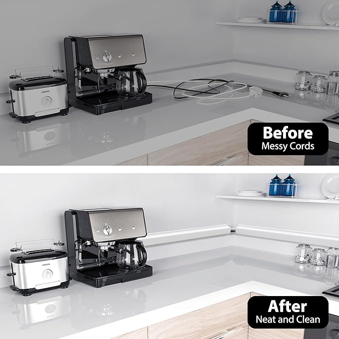 YECAYE 157in Cable Management, Cord Organizer,Easy Install Self-Adhesive Cable Organizer,Cord Management, Desk Wire Holder for Office Organization,Child and Pet Proofing, White