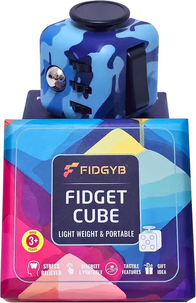 Cube Fidget Stress Relief Toy for Adults & Kids, Smooth, Quiet Sensory Toy for Anxiety, Focus & ADHD Idea[Camo]