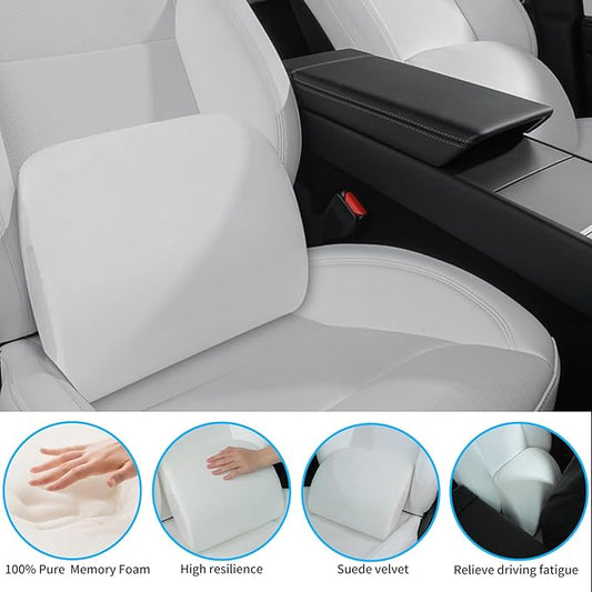 Lumbar Support Pillow Ergonomic Memory Foam Lumbar Pillow for Lower Back Pain Relief - Back Cushion for Driving, Chair Support for Car, Office & Gaming Chairs (White, 1PC)