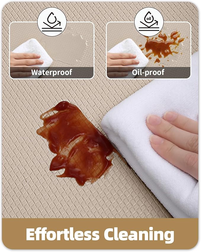 Color&Geometry Anti Fatigue Cushion Kitchen Mat for Floor - 17"x59",Easy Clean, Water & Oil Proof, Anti Slip, Foam Rubber Runner Rug for Front Sink Comfort Standing,Dark Beige