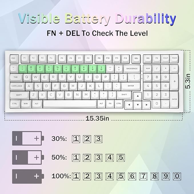 Redragon K723 Wireless Mechanical Gaming Keyboard Creamy, Hot Swappable Pre-lubed Linear Switches, Gasket Structure, Tri-Mode BT5.0/2.4GHz/USB-C, RGB Backlit, Custom for PC/Mac/PS/Xbox, White