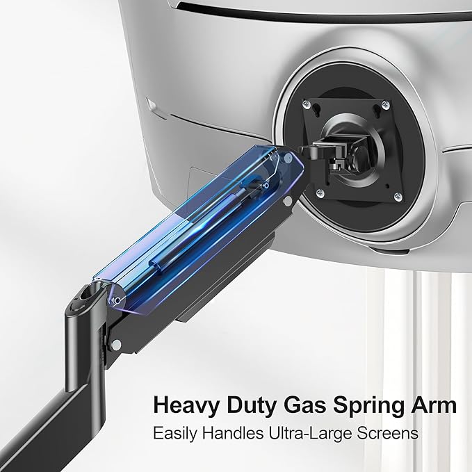 Heavy Duty Monitor Mount for Max 49 inch Ultrawide Screens, Hold 2.2 to 44 lbs, Premium Single Monitor Arm for Samsung Odyssey G9 and More, Adjustable Gas Spring Desk Stand, VESA Mount