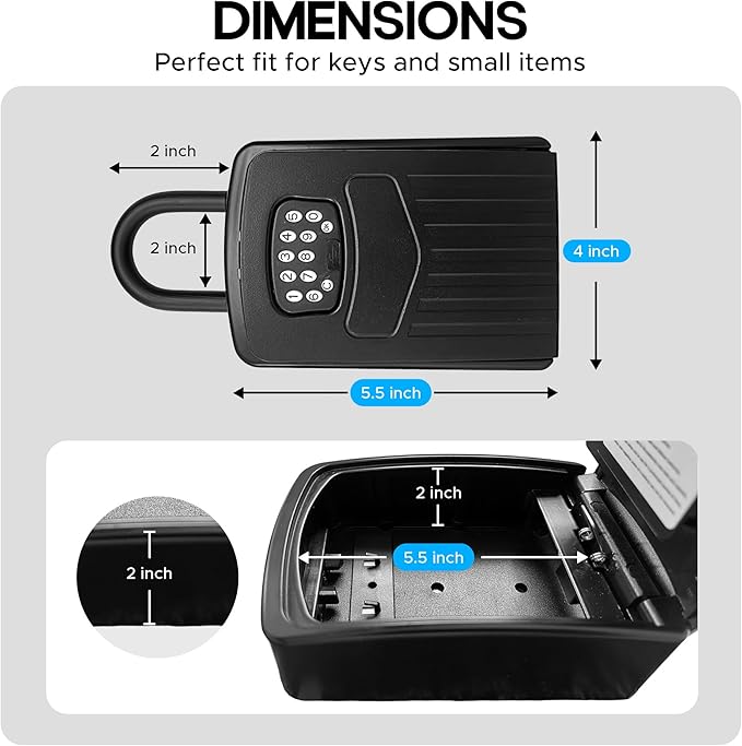 Kingsley Smart Wall Mount Key Lock Box with Bluetooth Keyless Entry, Extra Large for Keys & Access Cards, Auto Lock, App Control, IP65 Waterproof, Secure Code, for Home, Office, & Airbnb (Extra Large)