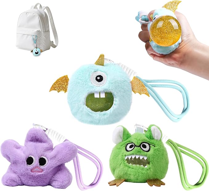 3 Pack Squishy Stress Plush Toys, Squishy Balls for Kids Adults Relief, Taba Squishies Keychain Decoration Squeeze Ball, Cute Fidget Toy Gifts