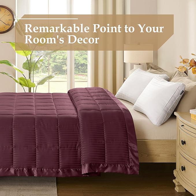 downluxe King Size Blanket with Satin Trim, Lightweight Down Alternative King Blanket for All Season, Machine Washable (Maroon, 108 x 90 Inch)