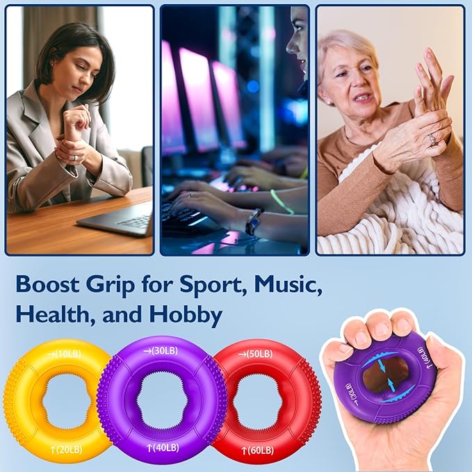 FitBeast Grip Strength Trainer, Finger Exerciser, Forearm Strengthener 9-Piece Kit, Hand Grip Strengthener Targeted Strength, Relief & Recovery