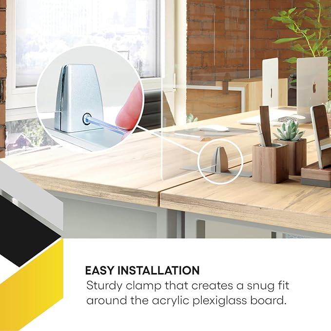 OBEX Acrylic Free Standing Screen, Divider for Desk Privacy Home & Office Partitions for Table Top Workstation, Portable Cubicle Panel for Work, 12" x 24", Clear