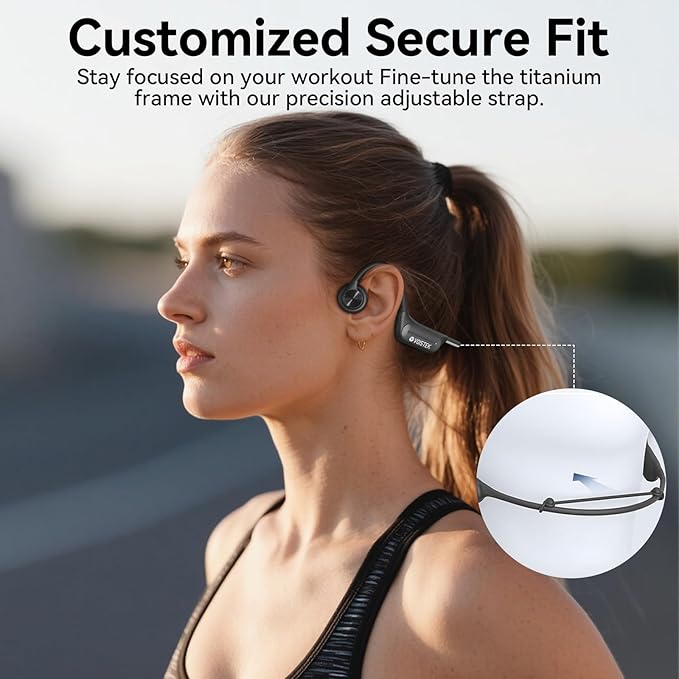 Bone Conduction Headphones Wireless Bluetooth Open Underwater Headphones with MP3-Player & IP68 Waterproof for Swimming Snorkeling Pool Running Cycling, Adjustable Fit for All Head Sizes