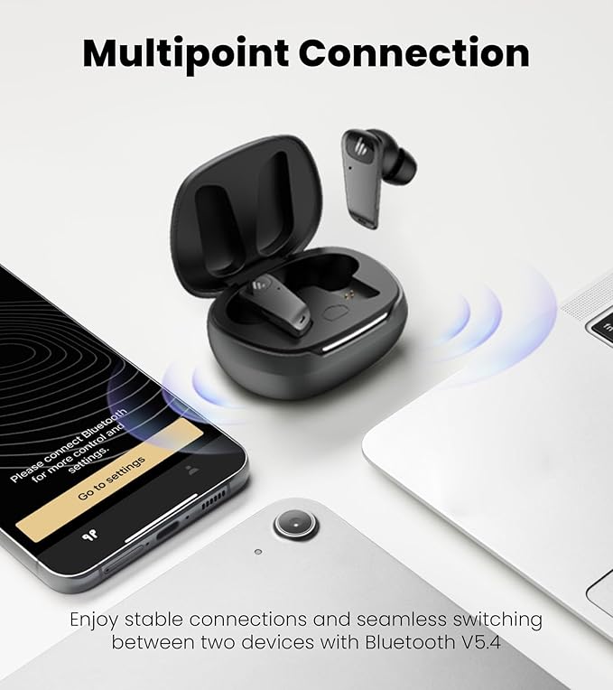 Edifier NeoBuds Planar Wireless Bluetooth Earbuds, 12mm Planar Magnetic Drivers, Hi-Res Audio, LDAC, Snapdragon Sound, Hybrid ANC, Bluetooth 5.4 & Dual Device Connection, Wireless Charging, 6 Mics