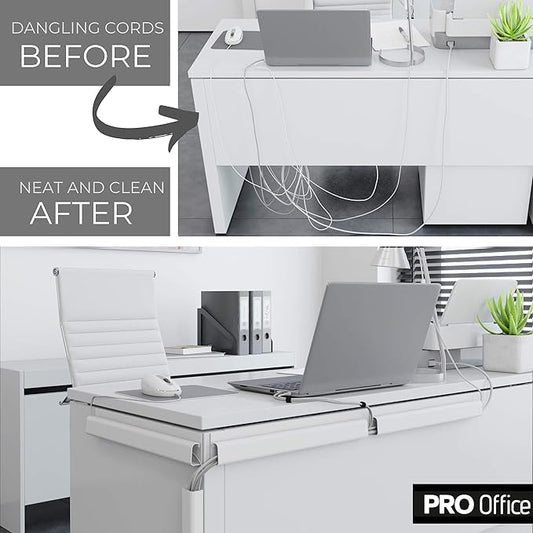 J Channel Cable Raceway Kit - Computer Desk Cable Management System - 4x16'' White Under Table Cable Management Trays for Office and Home