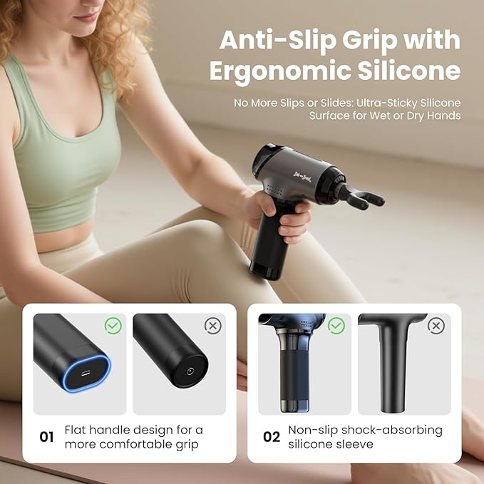 BOB AND BRAD T2 Massage Gun, Deep Tissue Percussion Muscle Massage Gun for Back and Neck, Upgraded 4000 mah Battery, Handheld Electric Back Massager for Athletes Pain Relief