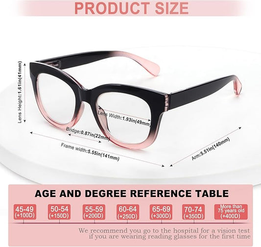 Progressive Multifocus Reading Glasses for Women Men Blue Light Blocking Computer No Line Multifocal Readers