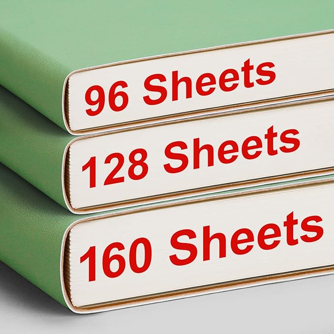 AHGXG A4 Notebooks College Ruled - 320 Pages Large Notebooks for Work, 8.5''×11'', 100gsm Thick Paper, Leather Softcover Thick Journal for Women Writing - LightGreen