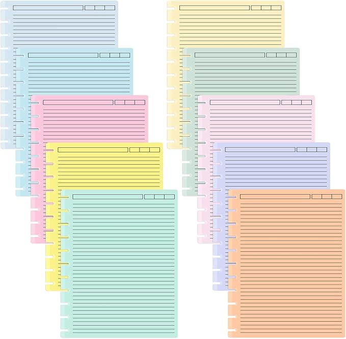 gisgfim 100 Sheets Letter Size Discbound Lined Refill Paper 8.5 x 11 Inch College Ruled Notebooks Planner Inserts 11 Disc Discbound Loose Leaf Paper Thicken for Writing School Office Supplies(Macaron)