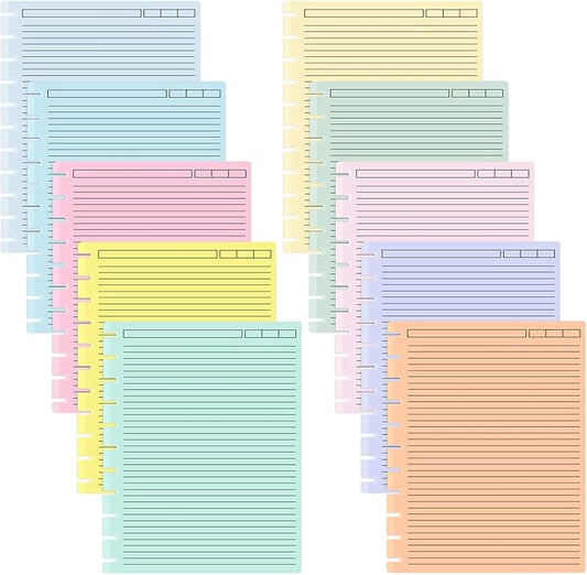 gisgfim 100 Sheets Letter Size Discbound Lined Refill Paper 8.5 x 11 Inch College Ruled Notebooks Planner Inserts 11 Disc Discbound Loose Leaf Paper Thicken for Writing School Office Supplies(Macaron)